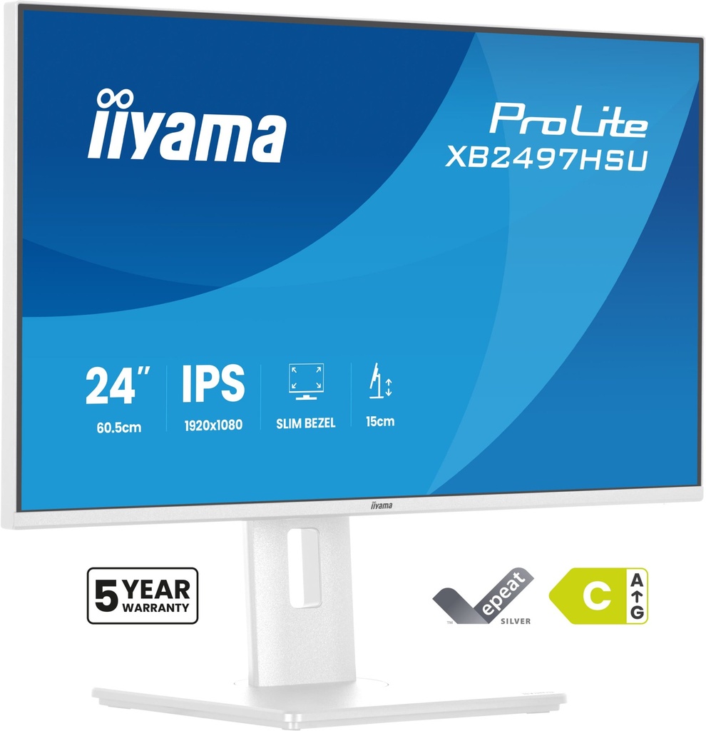iiyama ProLite XB2497HSU-W1 Monitor PC 60,5 cm (23.8") 1920 x 1080 Pixel Full HD LED Bianco