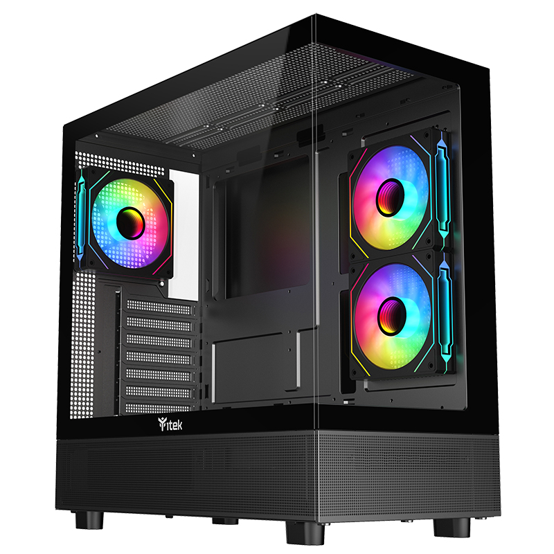 [ITGCASB42B] Case SHOWBUI 42B - Gaming Tower- ATX- 3x12cm ARGB fan- 2xUSB3- Type-C- Side & Front Panel Temp Glass