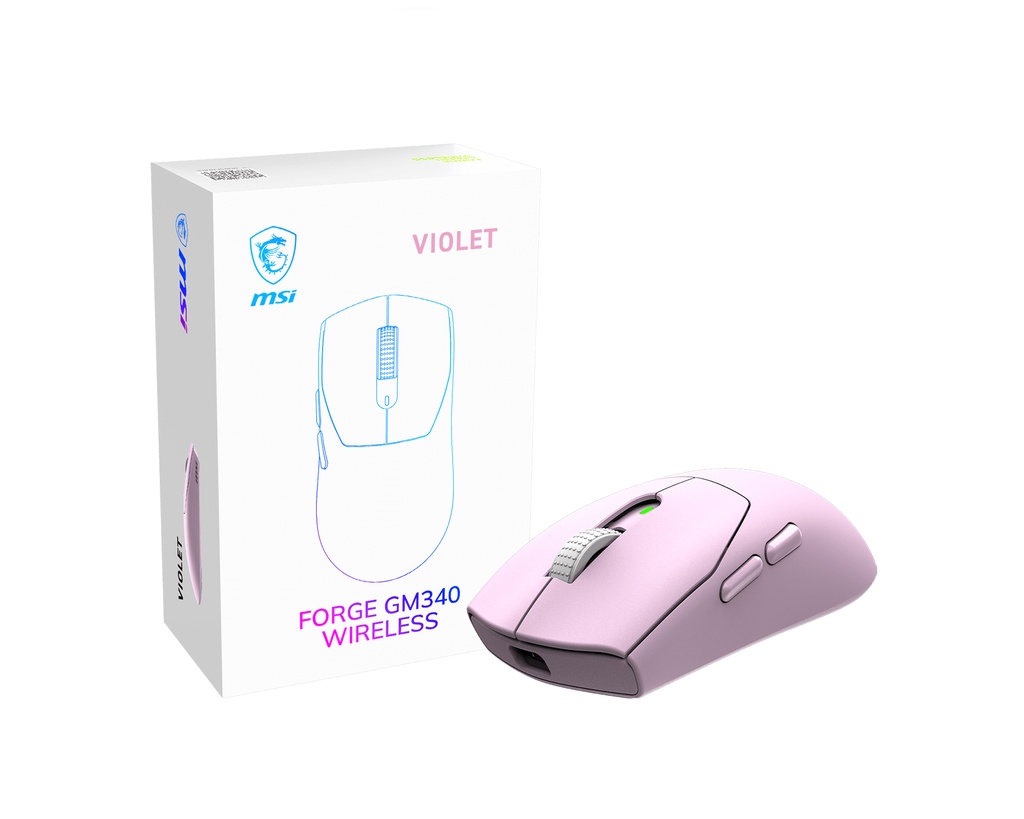 [S12-4301810-HH9] MSI Forge Gm340 Wireless Violet mouse Gaming Ambidestro RF senza fili + Bluetooth Ottico 12000 DPI