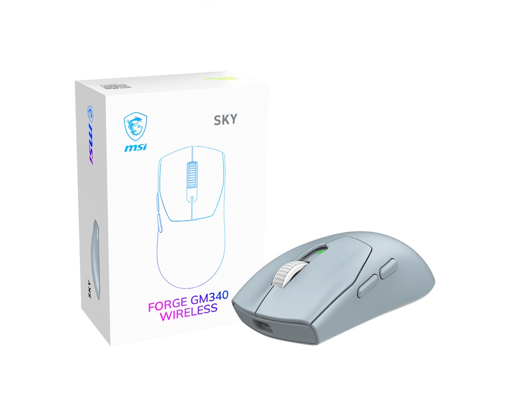 [S12-4301770-HH9] MSI Forge Gm340 Wireless Sky mouse Gaming Ambidestro RF senza fili + Bluetooth Ottico 12000 DPI