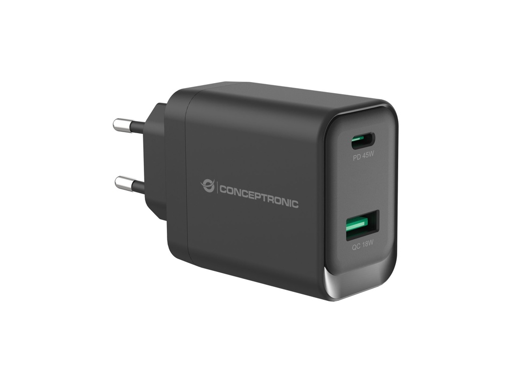 [ALTHEA20B45] Conceptronic ALTHEA20B45 Caricabatterie per dispositivi mobili Universale Nero AC Ricarica rapida Interno