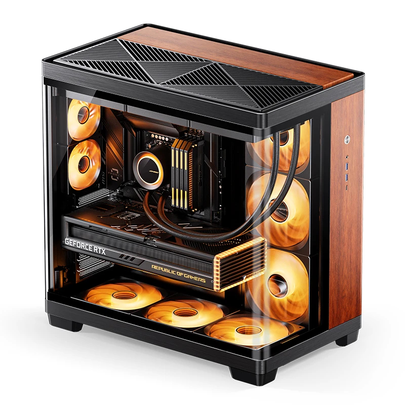 Case Jonsbo TK-4 Wood Mid-Tower ATX Vetro Temperato Nero