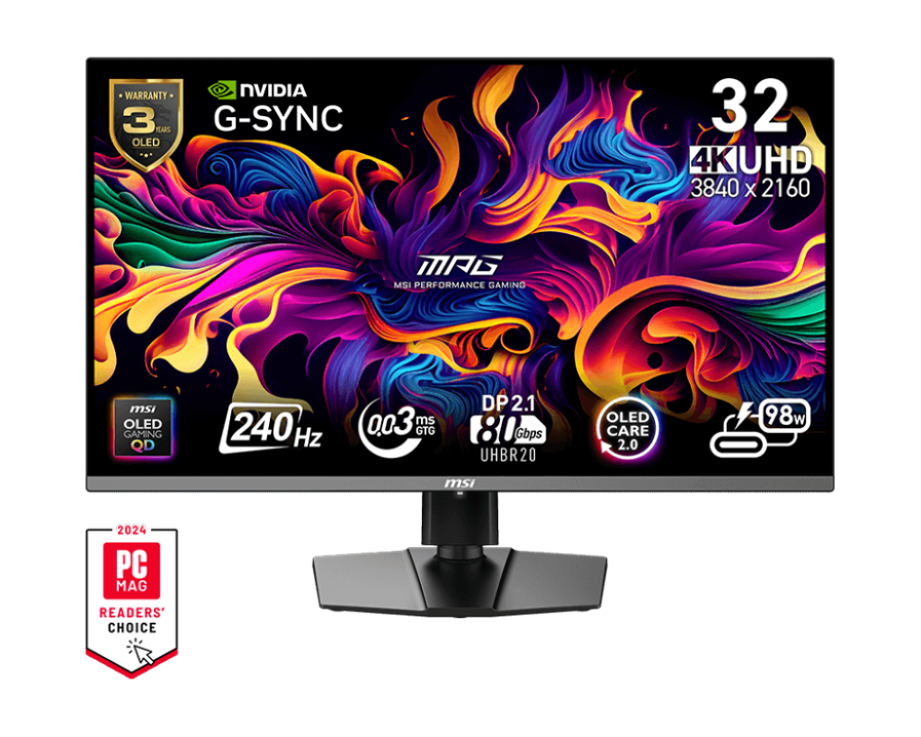 [9S6-3DD29A-021] Monitor MSI MPG 322URXDE QD-OLED 32" Nero UltraHD 4K G-Sync- USB-C DisplayPort 21a UHBR20 240Hz