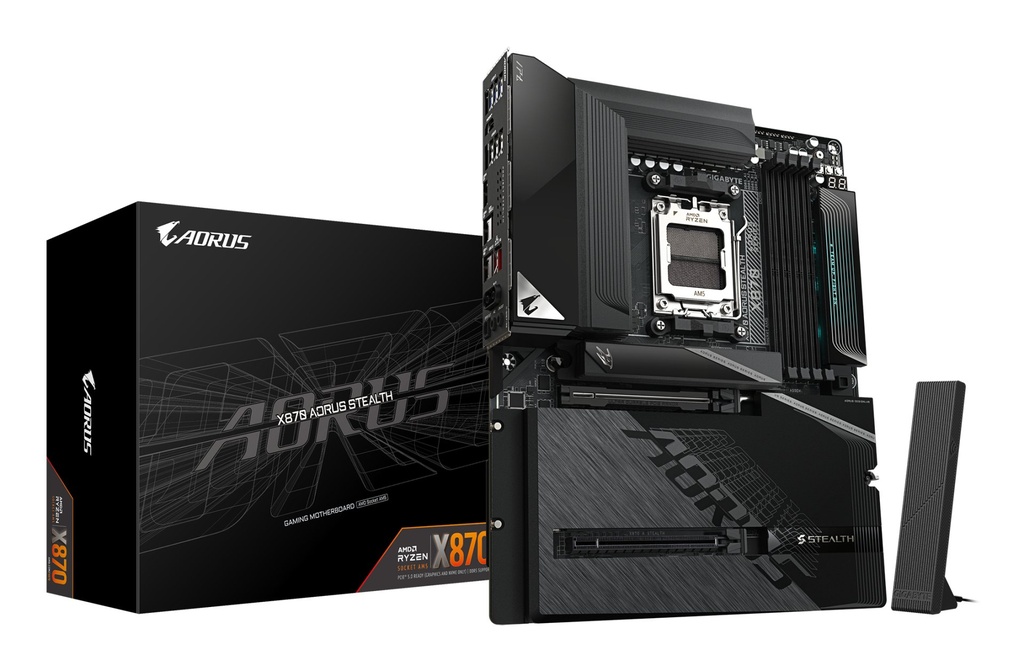 GIGABYTE X870 AORUS STEALTH Scheda Madre - Supporta CPU AMD Ryzen 9000, VRM digitale a 16+2+2 fasi, fino a 8200MHz DDR5 (O.C.), 2xPCIe 5.0 + 2xPCIe 4.0, Wi-Fi 7, LAN 5GbE, USB 4