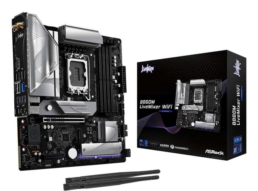 [90-MXBRT0-A0UAYZ] Asrock B860M LiveMixer WiFi Intel B860 LGA 1851 (Socket V1) micro ATX