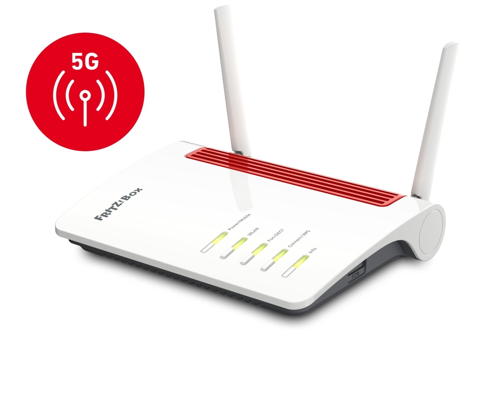 [20002914] Box FRITZ! 6850 5G router wireless Gigabit Ethernet Dual-band (2.4 GHz/5 GHz) Nero, Rosso, Bianco