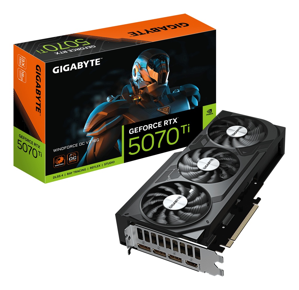 [GV-N507TWF3OCV2-16GD] GIGABYTE GeForce RTX 5070 Ti WINDFORCE OC V2 16G Scheda Grafica - 16GB GDDR6, 256bit, PCI-E 5.0, 2497 MHz Frequenza del Core, 3 x DisplayPort, 1 x HDMI, GV-N507TWF3OCV2-16GD