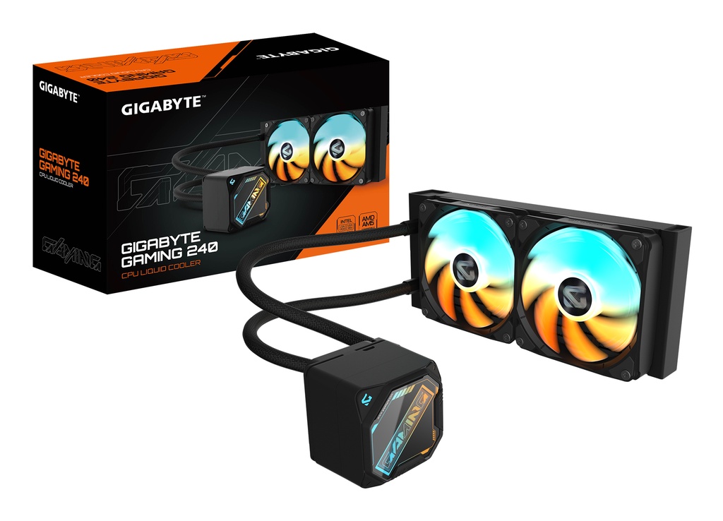 [GP-GIGABYTE GME 240] GIGABYTE GAMING 240 Dissipatore a Liquido per CPU - 2x120mm Ventole ARGB, meccanismo di bloccaggio a scorrimento, DAISY-CHAIN, Compatibile con Intel LGA 1851 e AMD AM5