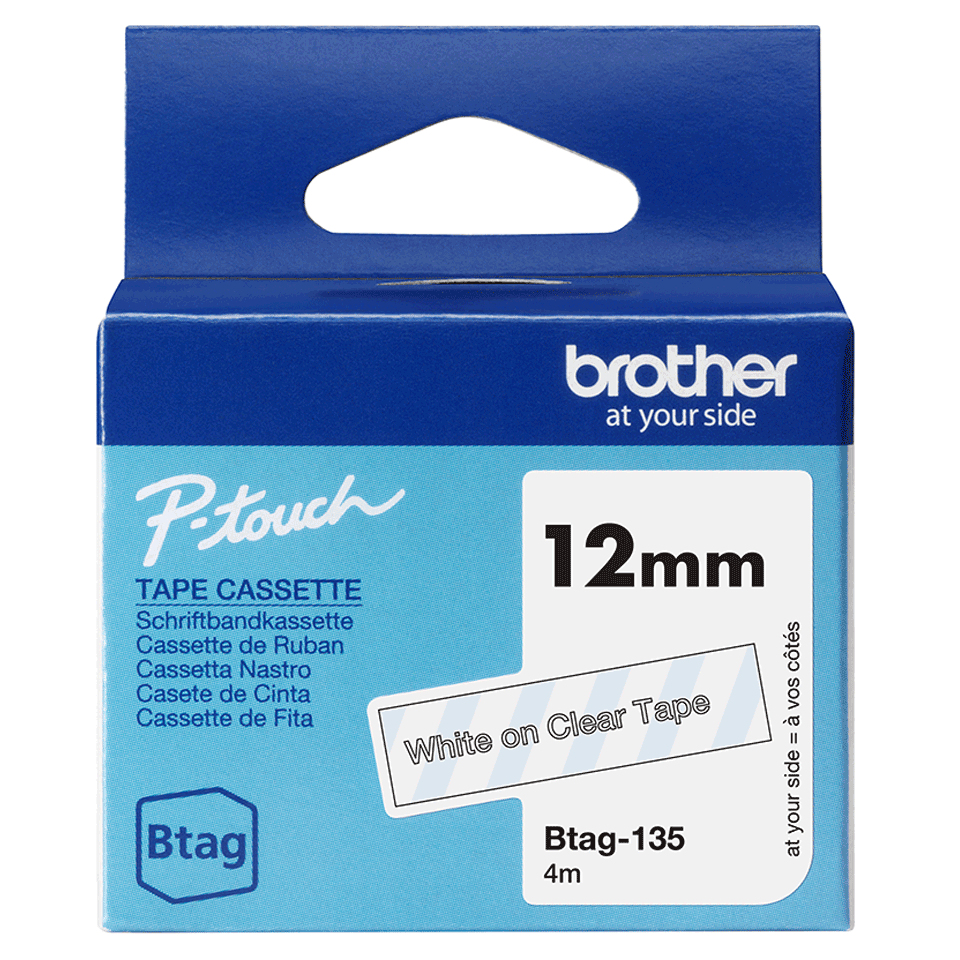[BTAG-135] Brother BTAG-135 nastro per etichettatrice Bianco su trasparente