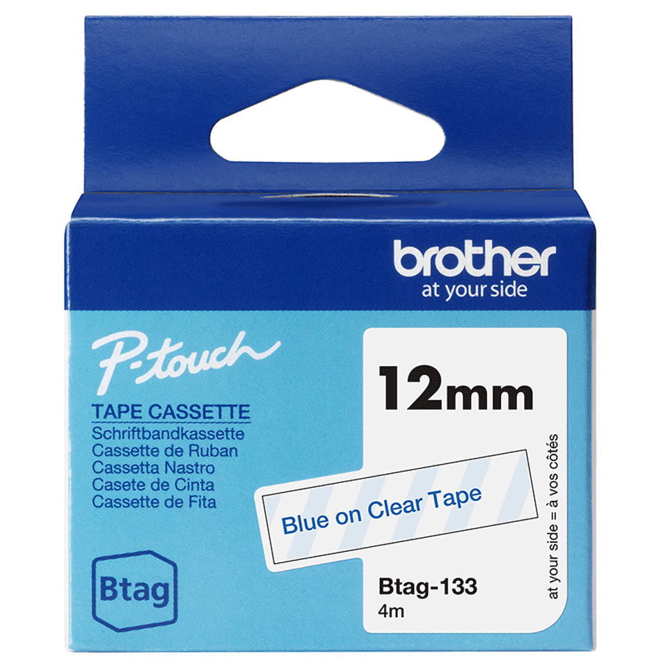 [BTAG-133] Brother BTAG-133 nastro per etichettatrice Blu su trasparente