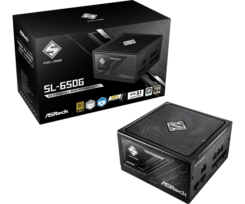 [90-UXS065-GFEAAA] Asrock SL-650G Steel Legend alimentatore per computer 650 W 20+4 pin ATX ATX Nero