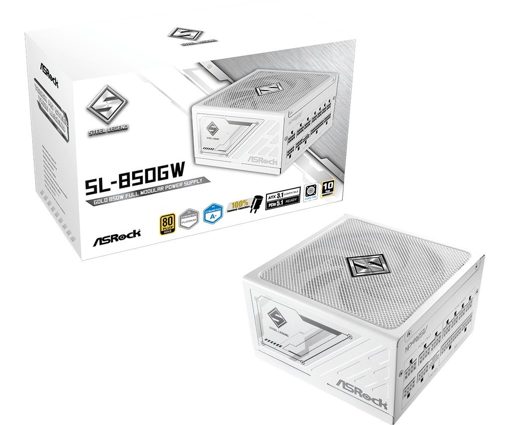 [90-UXS085-GFEABA] Asrock SL-850GW Steel Legend alimentatore per computer 850 W 20+4 pin ATX ATX Bianco