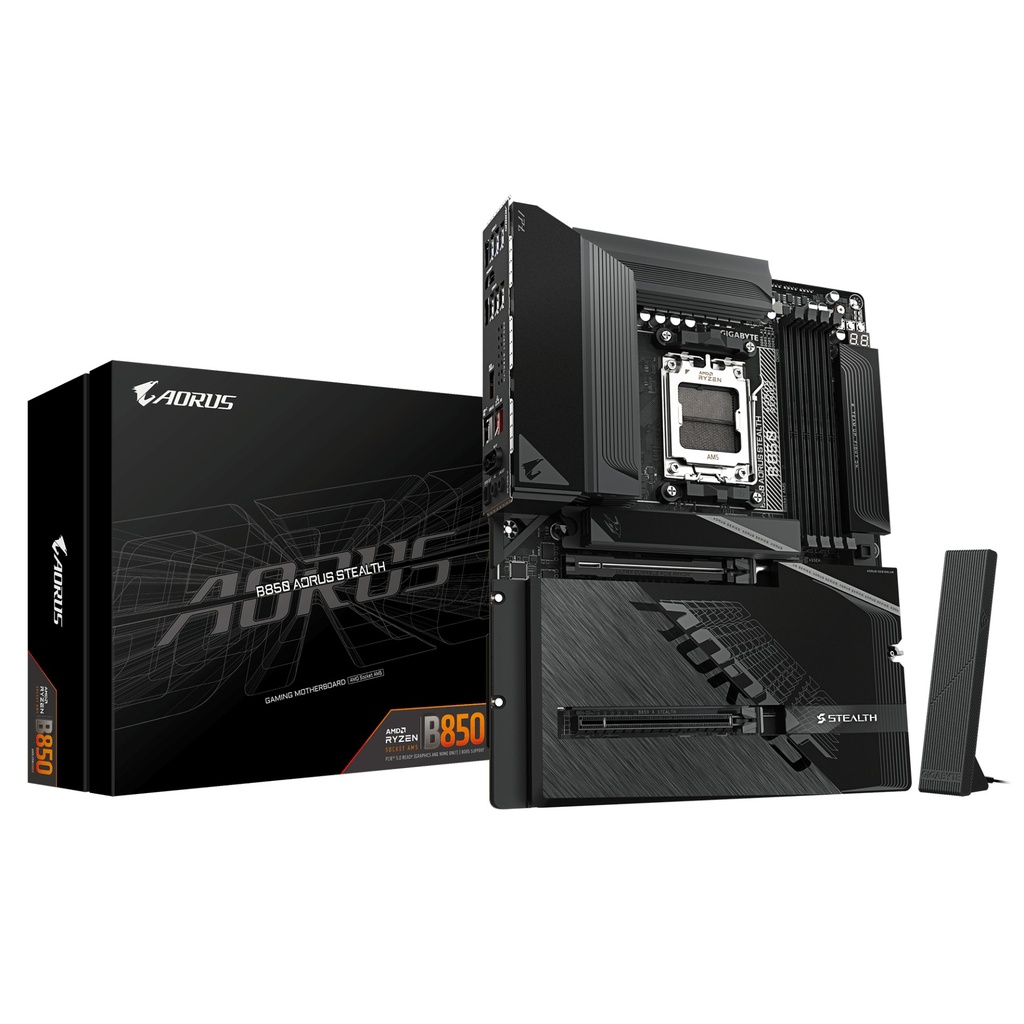 [B850 AORUS STEATH] GIGABYTE B850 AORUS STEALTH Scheda Madre – CPU AMD Ryzen Serie 9000, VRM digitale a 14+2+2 fasi, fino a 8200 MHz DDR5 (O.C.), 2× M.2 PCIe 5.0 + 2× M.2 PCIe 4.0, Wi-Fi 7, LAN 5 GbE, USB 3.2 Gen 2