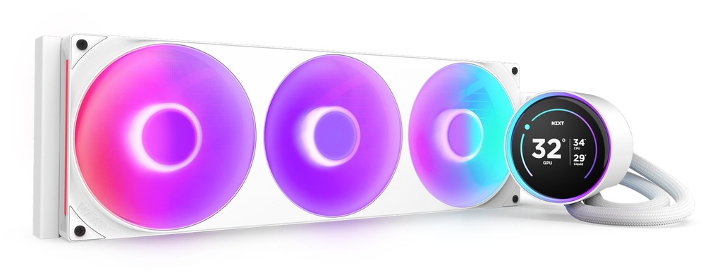[RL-KR42E-W2] NZXT Kraken Elite 420 RGB Processore Raffreddatore di liquidi tutto in uno 14 cm Bianco 1 pz