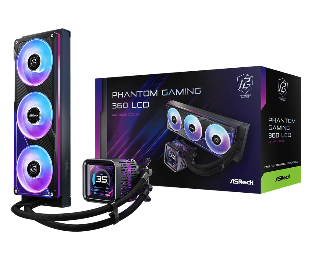 [90-APGA36-BAAGA5] Asrock Phantom Gaming 360 LCD Processore Kit di raffreddamento a liquido 12 cm Nero