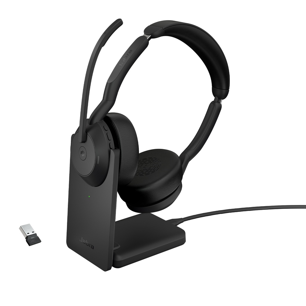 [25599-999-989] Cuffie Jabra Evolve2 55 Link380a MS Stereo Stand Audio nitido Compatibilità Microsoft Teams