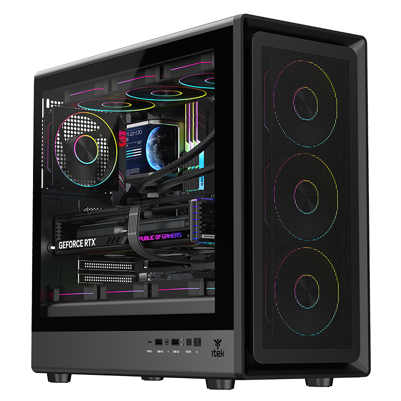 [ITGCAMC36B] Case MESHCORE 36B - Gaming Tower- ATX- 4x12cm ARGB fan- 2xUSB3- Type-C- Temp Glass Side Panel