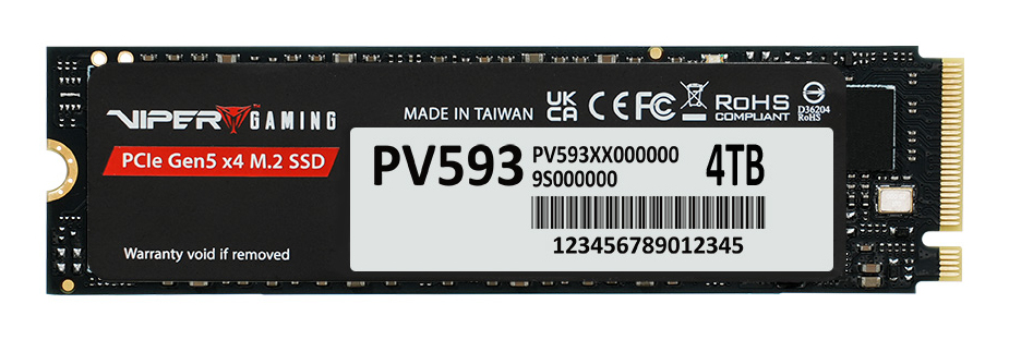 Patriot Memory PV593 4 TB M.2 PCI Express 5.0 NVMe 3D TLC NAND