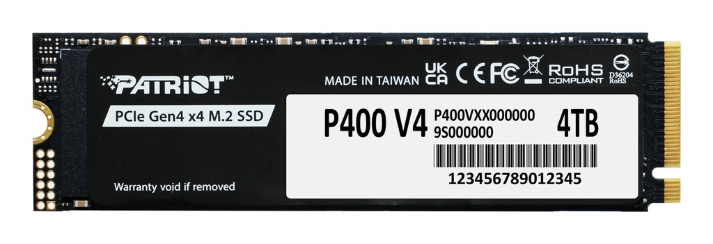 [P400VP4TBM28H] Patriot Memory P400 V4 4 TB M.2 PCI Express 4.0 NVMe