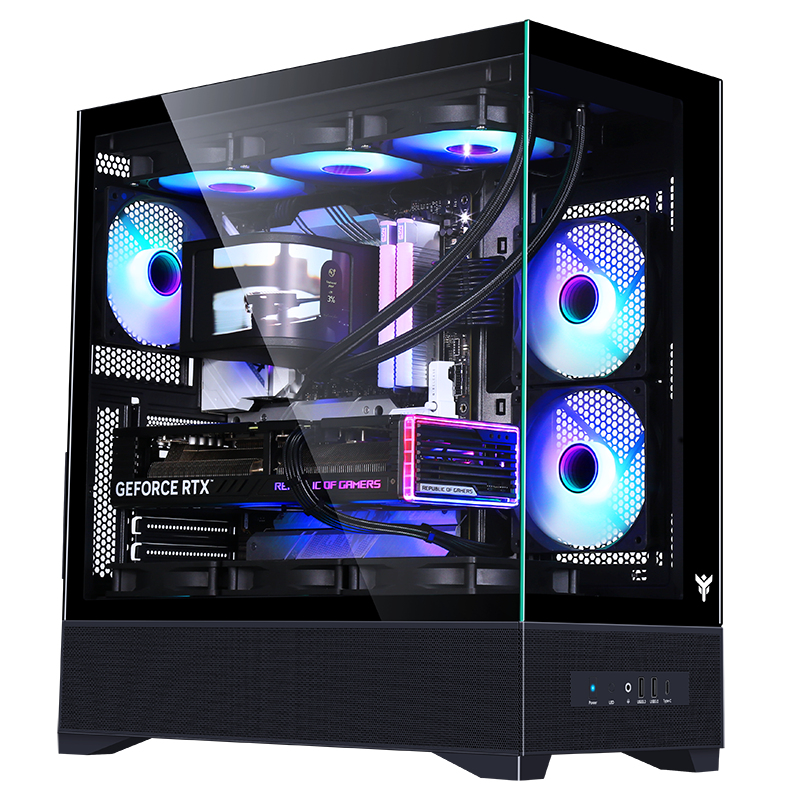 [ITGCASB37B] Case SHOWBUI 37B - Gaming Tower- ATX- 3x12cm ARGB fan- Type-C- 2xUSB3.0- Side & Front Panel Temp Glass