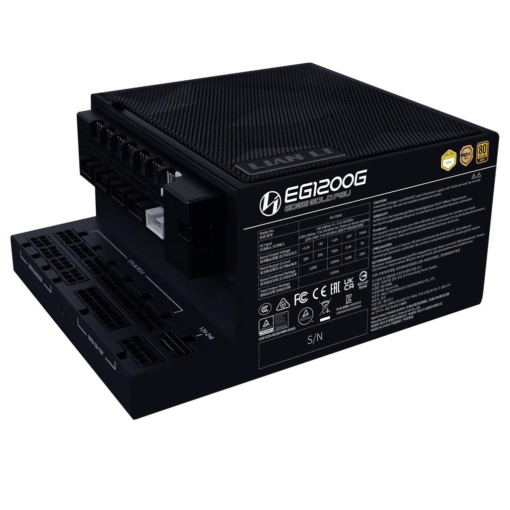 Alimentatore Lian Li EDGE GOLD 1200 80 PLUS Gold PCIe 5.1 ATX 3.1 1200W Nero con Hub USB