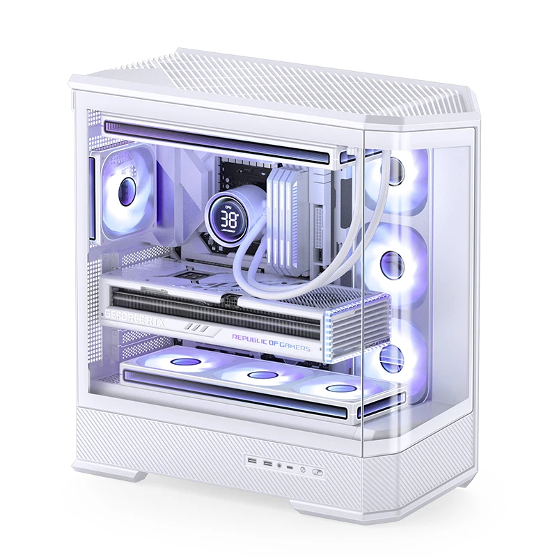 Case Jonsplus D400 Midi-Tower ATX Vetro Temperato Bianco