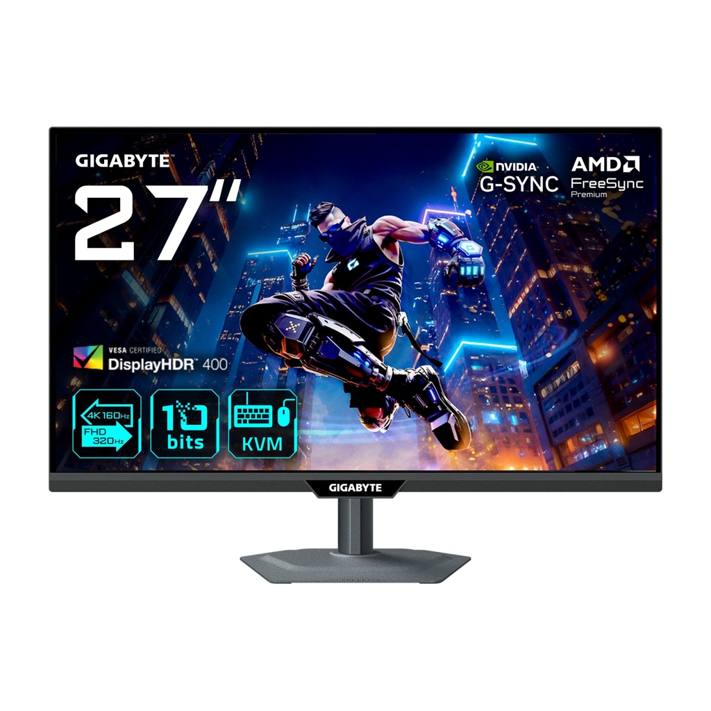 [M27UP-EK] GIGABYTE M27UP Monitor da gioco 27” 4K UHD - Modalità doppia (4K 160Hz o FHD 320Hz), 3840 x 2160, 1ms, 350 cd/m², FreeSync Premium, DisplayHDR400, HDMI 2.1, DisplayPort 1.4