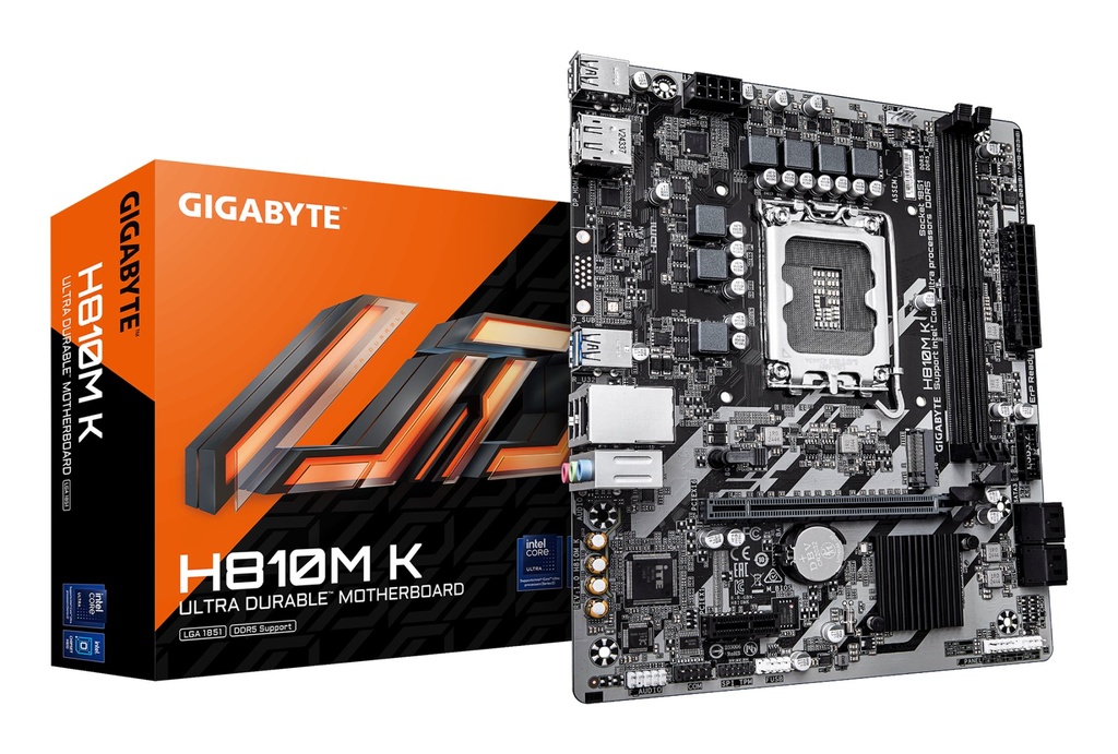 [H810M K] GIGABYTE H810M K Scheda Madre – CPU Intel Core Ultra (Serie 2), VRM a 3+1+2 fasi, fino a 6400 MHz DDR5, 1 x M.2 PCIe 4.0, LAN 1 GbE, USB 3.2 Gen 1