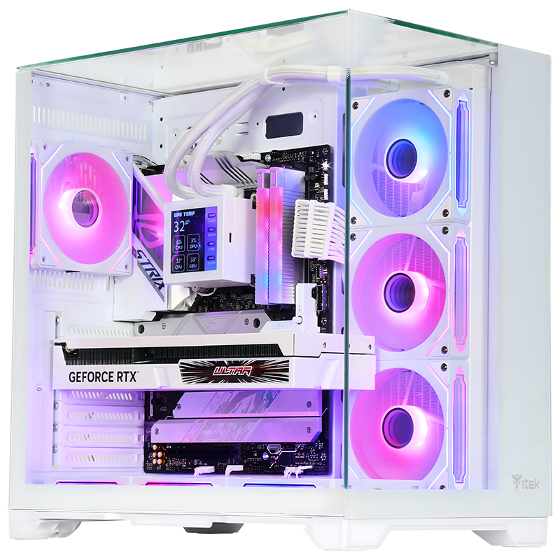 [ITGCADCPAW] Case DARK CAVE PANO - Gaming Tower- ATX- 4x12cm ARGB fan- 2xUSB3- Type-C- Temp Glass Top- Side & Front Panel- White Edition
