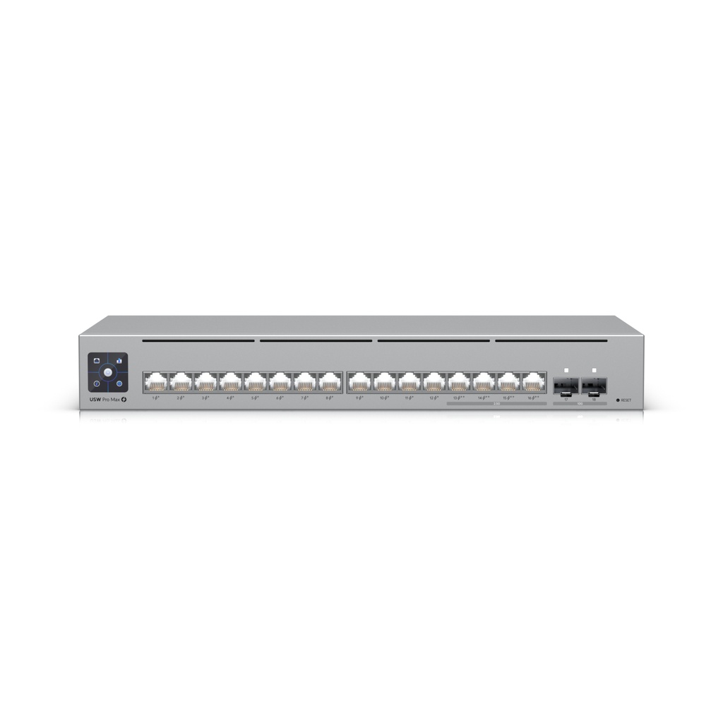 [USW-PRO-MAX-16-POE] Ubiquiti Pro Max 16 PoE Gestito L3 Gigabit Ethernet (10/100/1000) Supporto Power over Ethernet (PoE) Grigio