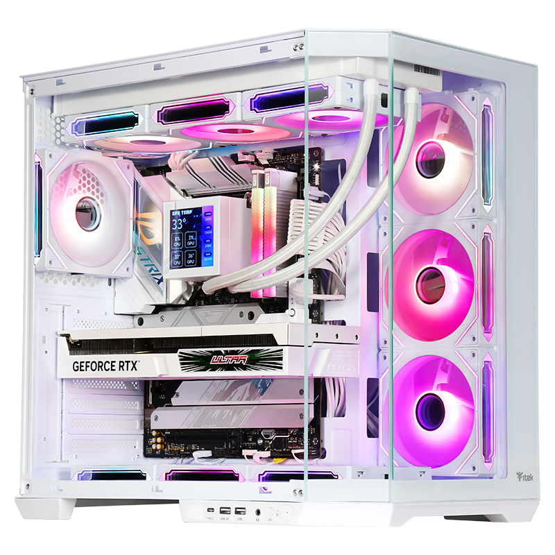 [ITGCADCAKW] Case DARK CAVE AKU - Gaming Tower- ATX- 4x12cm ARGB fan- USB3- Type-C- Temp Glass Side & Front Panel- White Edition