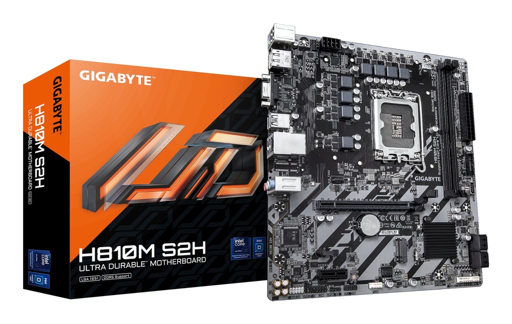 [H810M S2H] GIGABYTE H810M S2H Scheda madre - CPU Intel Core Ultra (Serie 2), VRM a 4+1+2 fasi, fino a 6400 MHz DDR5, 1xPCIe 4.0 M.2, LAN 1GbE, USB 3.2 Gen 1