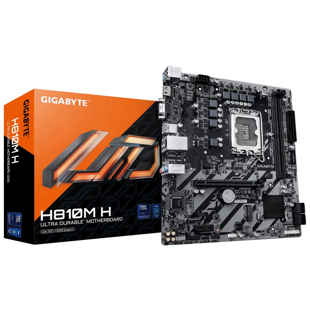 [H810M H] GIGABYTE H810M H Scheda madre - CPU Intel Core Ultra (Serie 2), VRM a 4+1+2 fasi, fino a 6400 MHz DDR5, 1xPCIe 4.0 M.2, LAN 1GbE, USB 3.2 Gen 1