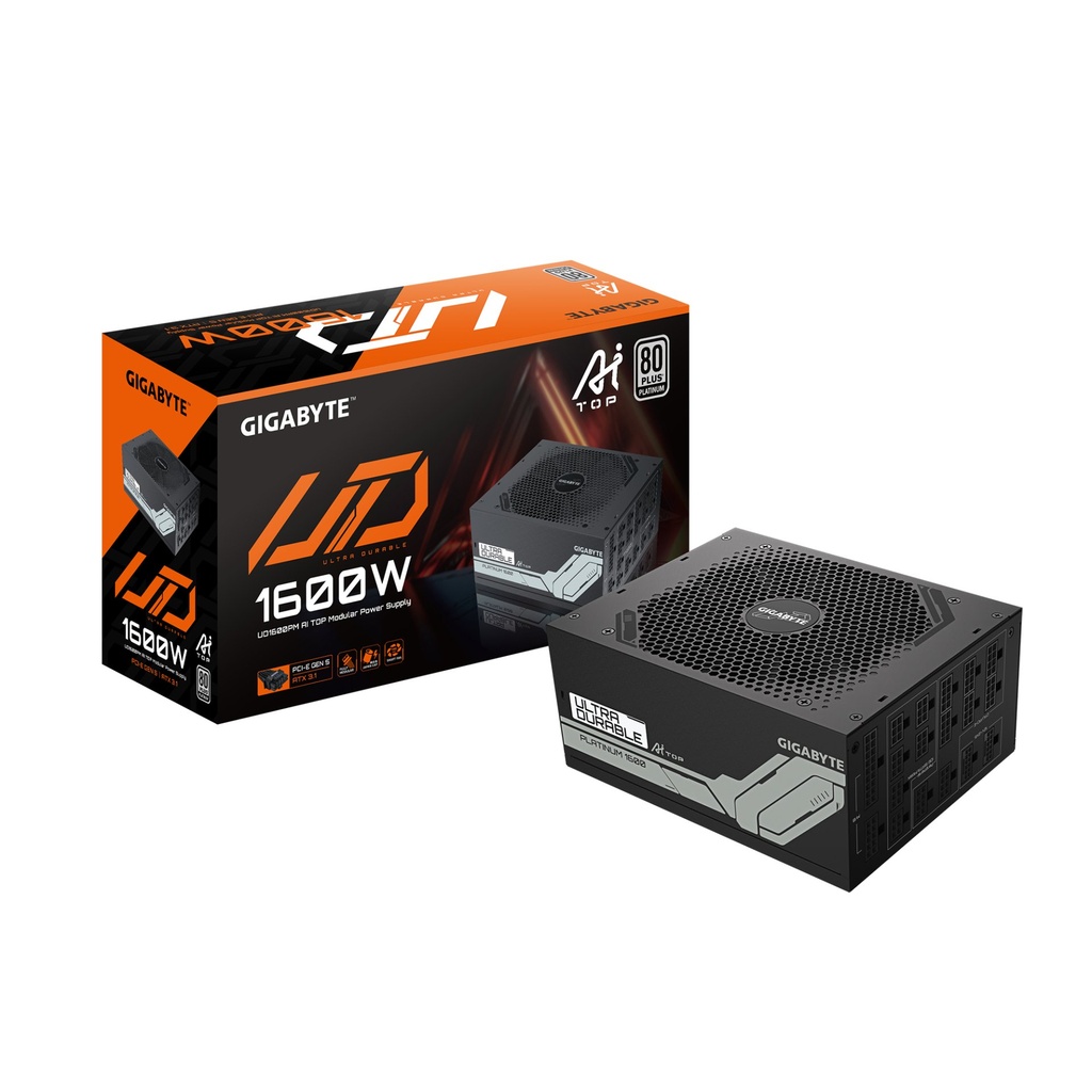 [GP-UD 1600 PM PG5] GIGABYTE UD1600PM PG5 AI TOP Alimentatore - PCIe 5.0, 80 PLUS Platinum, Design completamente modulare, Ventola da 120 mm, Compatibile con ATX 3.1, Spina EU