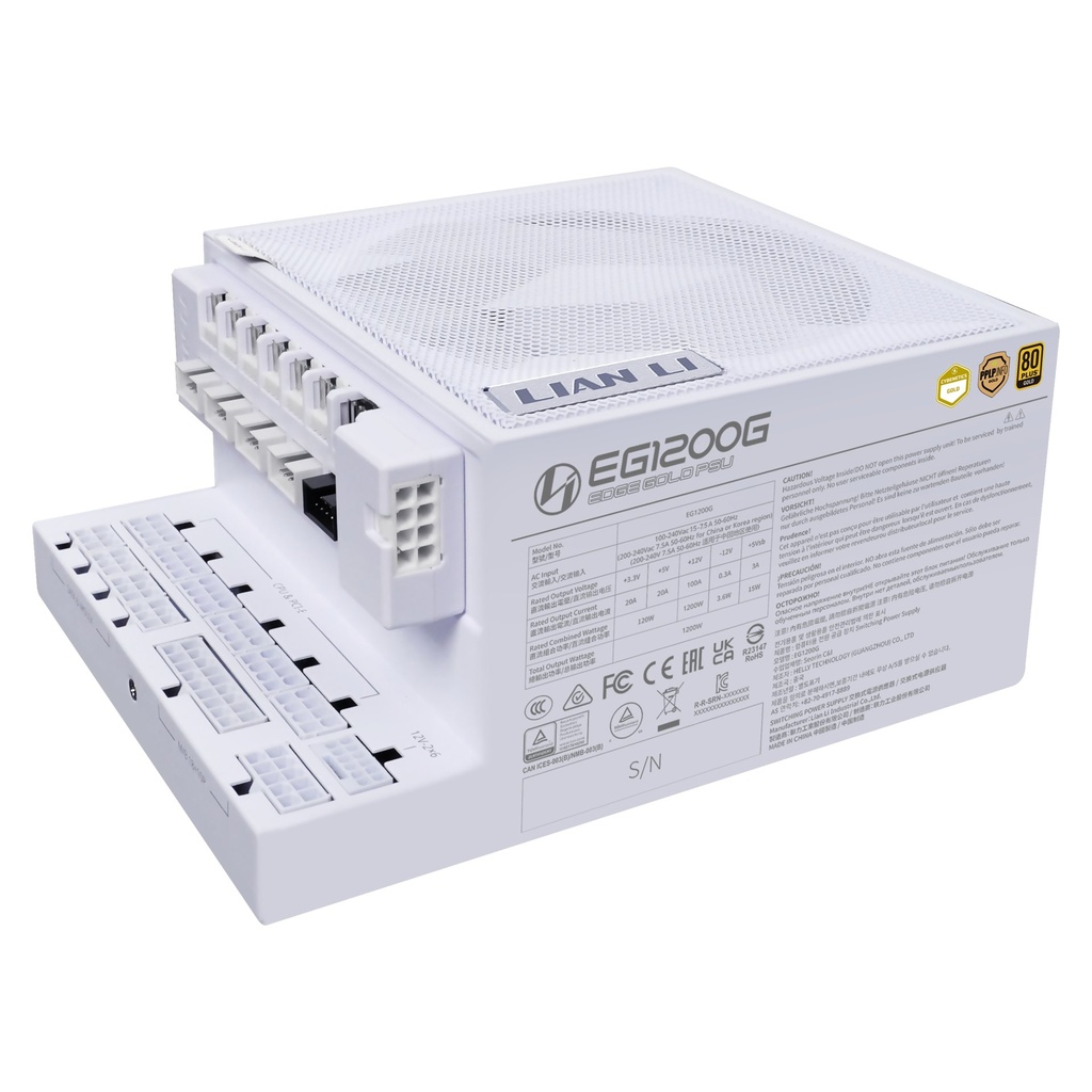 Alimentatore Lian Li Edge Gold 1200 80 Plus Gold PCIE 5.1 ATX 3.1 1200W USB Hub Incluso Bianco