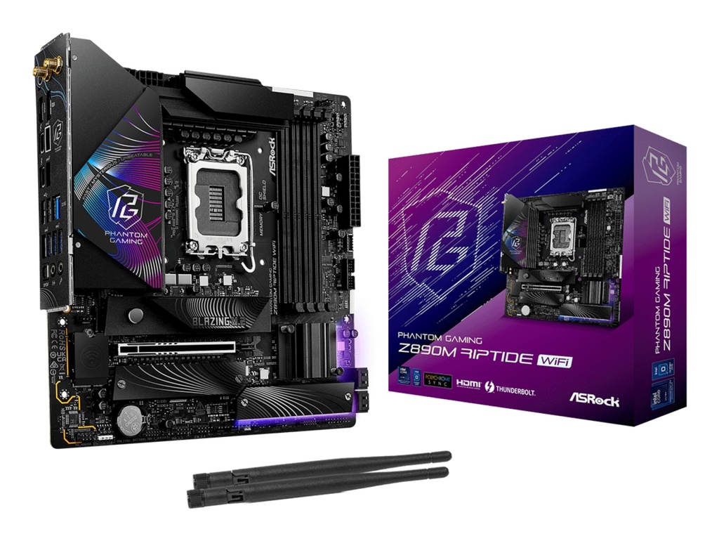 [90-MXBPK0-A0UAYZ] Asrock Phantom Gaming Z890M Riptide WiFi Intel Z890 LGA 1851 (Socket V1) micro ATX