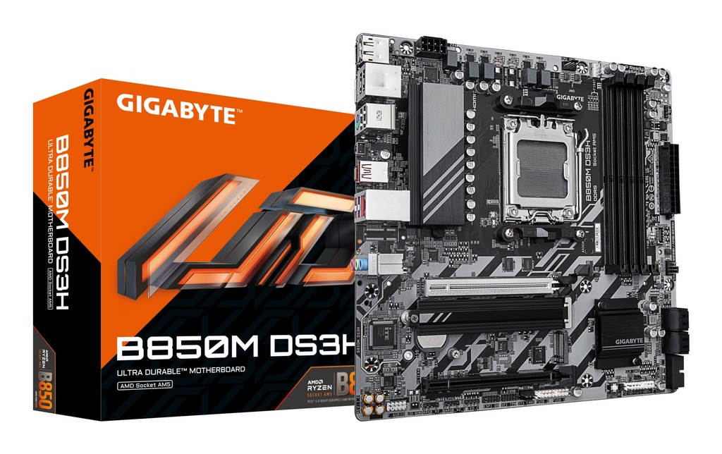 [B850M DS3H] GIGABYTE B850M DS3H Scheda Madre - Processori AMD Ryzen Serie 9000, 16+2+2 fasi VRM digitali, fino a 8200MHz DDR5 (OC), 1xPCIe 5.0 + 1xPCIe 4.0 M.2, LAN 2.5, USB 3.2 Gen 2