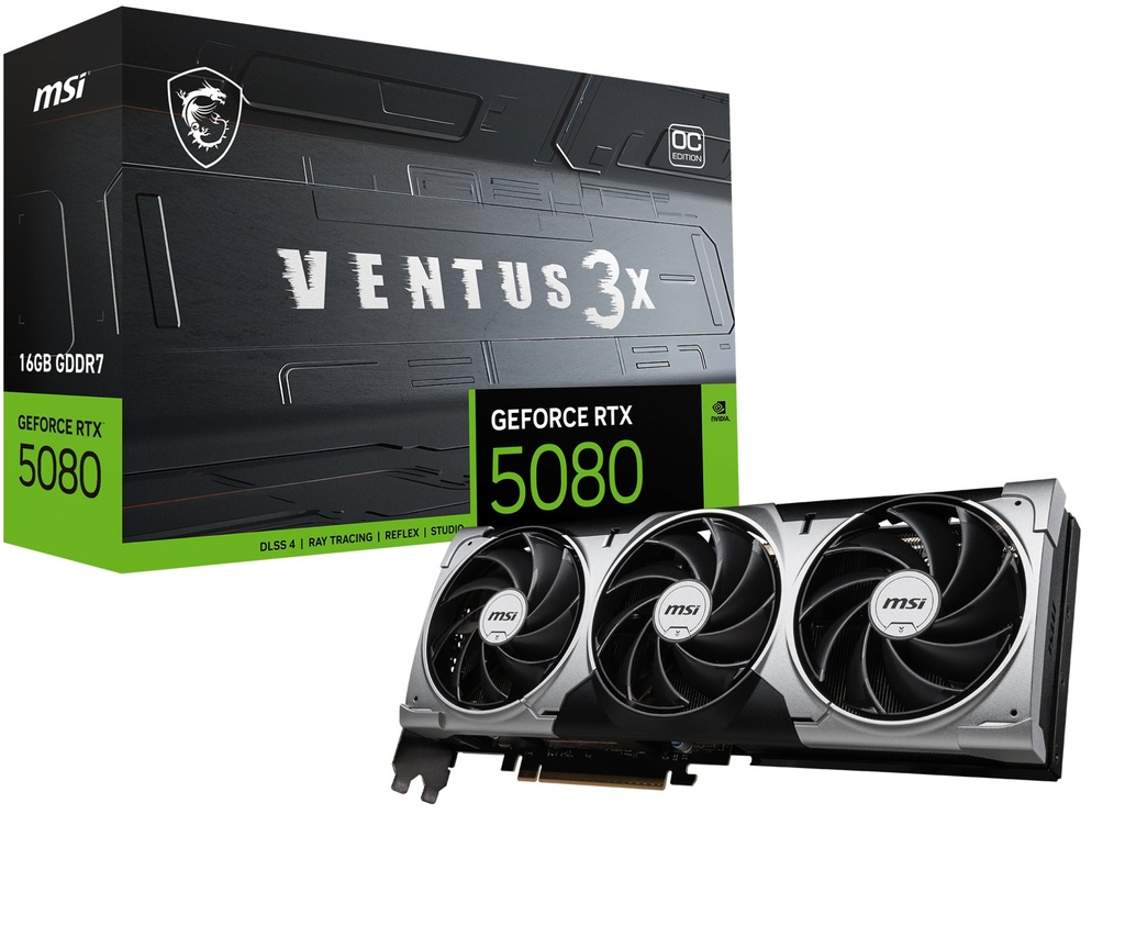 Scheda Video MSI Nvidia GeForce RTX 5080 16G Ventus 3x OC 16GB GDDR7 Nero