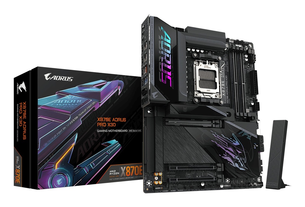 [X870E A PRO X] GIGABYTE X870E AORUS PRO X3D Scheda Madre - Supporta CPU AMD Ryzen 9000, VRM digitale a 18+2+2 fasi, fino a 9000MHz DDR5 (O.C.), 2xPCIe 5.0 + 2xPCIe 4.0, Wi-Fi 7, LAN 5GbE, USB 4
