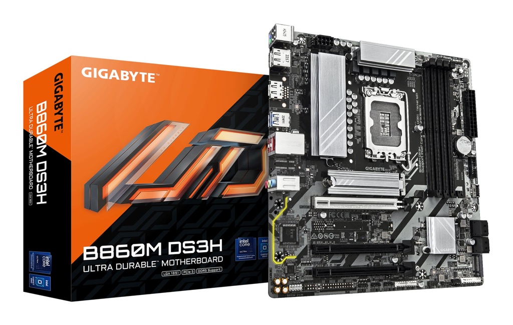 [B860M DS3H] GIGABYTE B860M DS3H Scheda madre - CPU Intel Core Ultra, VRM a 5+1+2+1 fasi, fino a 9066MHz DDR5, 1xPCIe 5.0 + 1xPCIe 4.0 M.2, LAN 2,5 GbE, USB 3.2 Gen 2