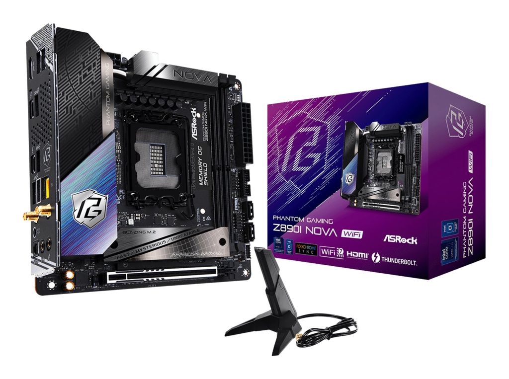 [90-MXBPN0-A0UAYZ] Asrock Phantom Gaming Z890I Nova WiFi Intel Z890 LGA 1851 (Socket V1) mini ITX