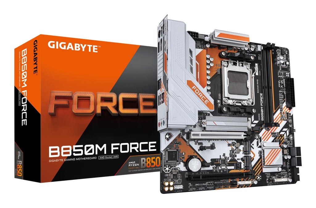 [B850M FORCE] GIGABYTE B850M FORCE Scheda Madre – Supporta processori AMD Ryzen serie 9000, VRM digitale a 8+2+2 fasi, fino a 9600 MHz DDR5 (OC), 1 x M.2 PCIe 5.0 + 2 x M.2 PCIe 4.0, LAN 2.5 GbE, USB 3.2 Gen 2