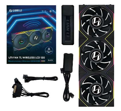 [12RTLLCD1W3B] Lian Li 12RTLLCD1W3B sistema di raffreddamento per computer Case per computer Ventilatore 12 cm Nero