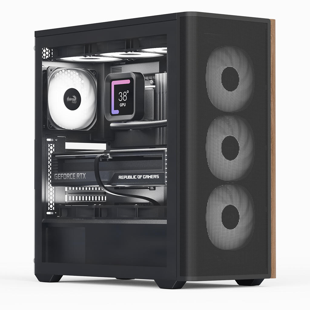 Case Aerocool D501A-G-BK-v2 Midi Tower Nero Legno
