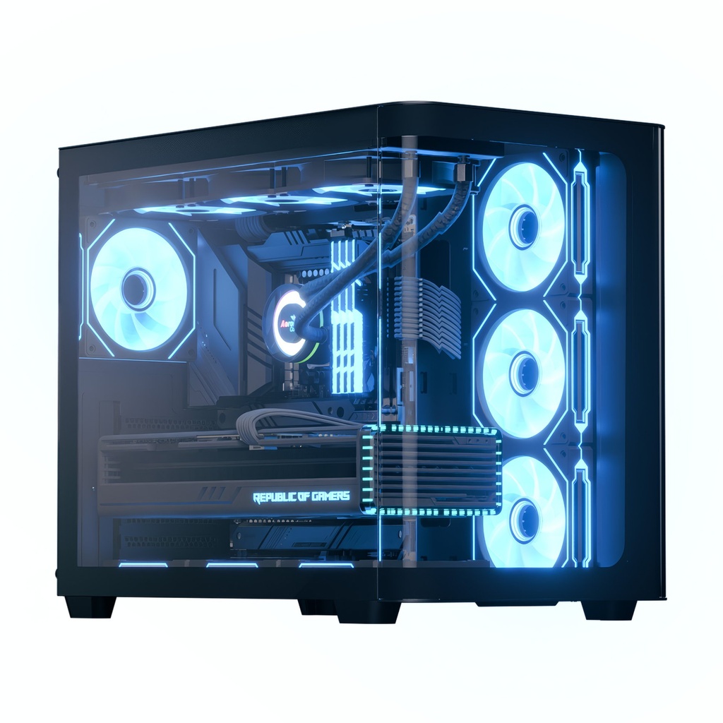 Case Aerocool P500C-G-BK-v1 Midi Tower Vetro Temperato Nero
