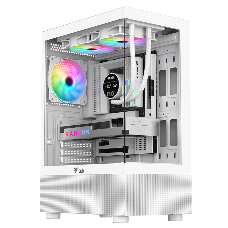 [ITGCASB33W] Case SHOWBUI 33W - Gaming Tower ATX- 12cm ARGB fan- USB3- Side & Front Panel Temp Glass- White Edition