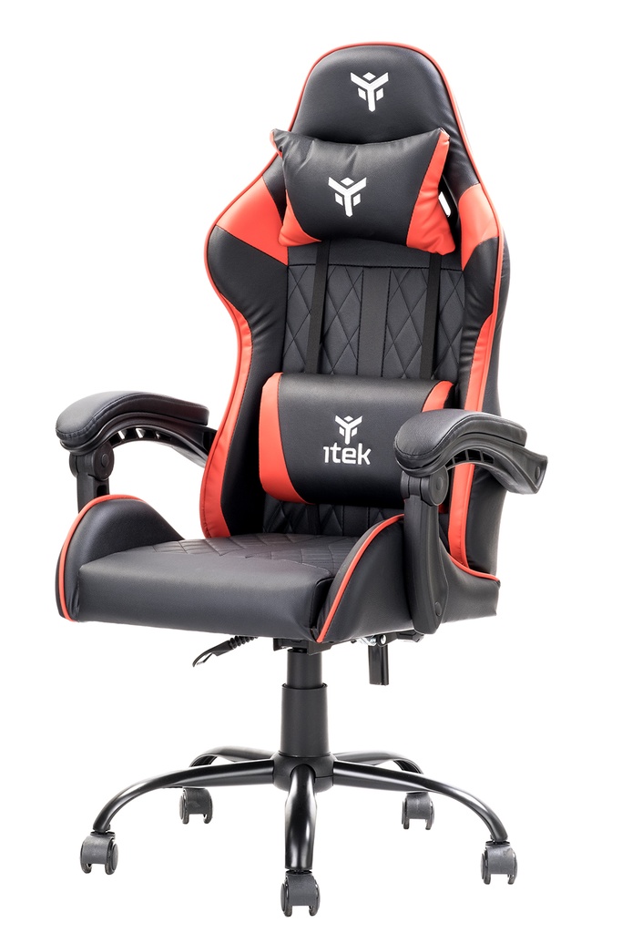[ITCGPF10BR] itek Gaming Chair RHOMBUS PF10 - PVC-  Doppio Cuscino- Schienale  Reclinabile- Nero Rosso