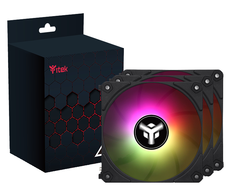 [ITCFAK3UW12B] Kit 3x Ventola per case UW12 Black - 12cm- ARGB Sync 5V 3pin- 4pin PWM- Senza fili