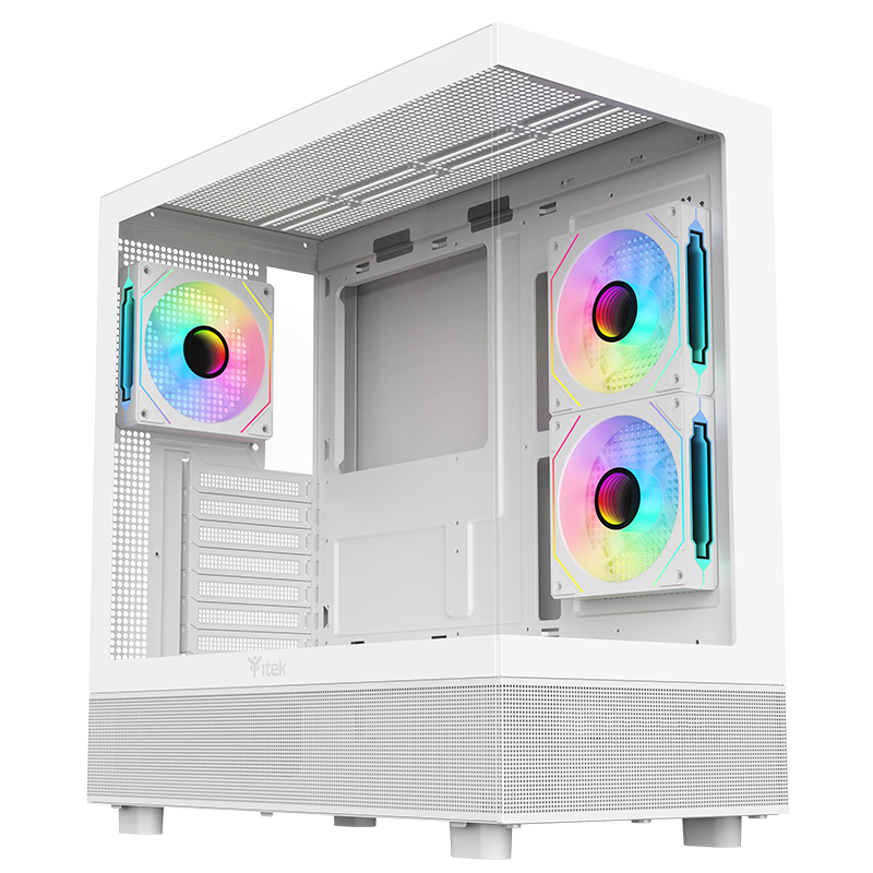 [ITGCASB42W] Case SHOWBUI 42W - Gaming Tower- ATX- 3x12cm ARGB fan- 2xUSB3- Type-C- Side & Front Panel Temp Glass- White Edition