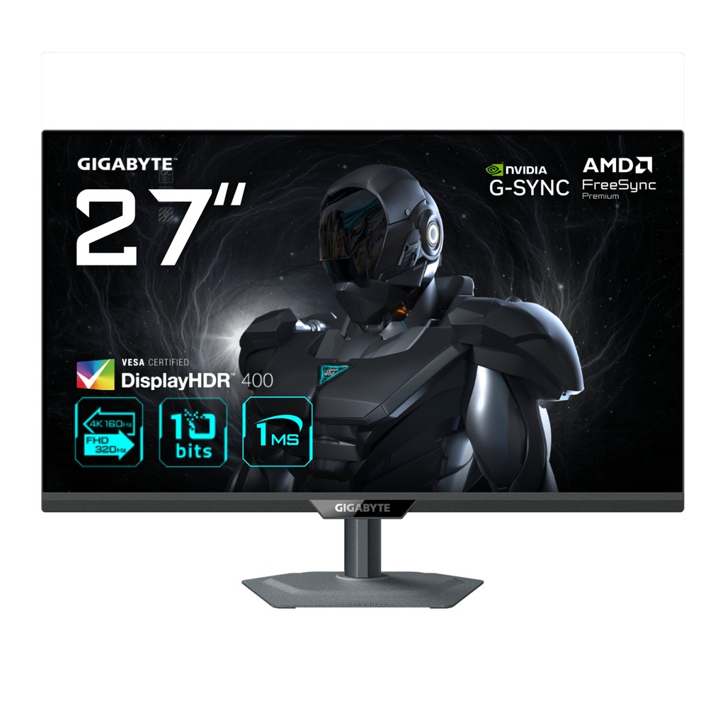 [G27U EK] GIGABYTE G27U Monitor da gioco 27” 4K UHD - Modalità doppia (4K 160Hz o FHD 320Hz), 3840 x 2160, 1ms, 350 cd/m², FreeSync Premium, DisplayHDR400, HDMI 2.1, DisplayPort 1.4